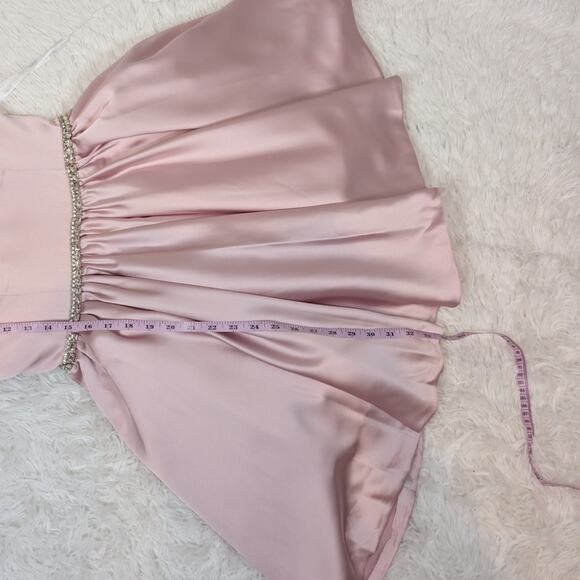 Mac Duggal Blush Pink Satin Puff Sleeve Cocktail Dress Size 8 NWT - Picture 13 of 16